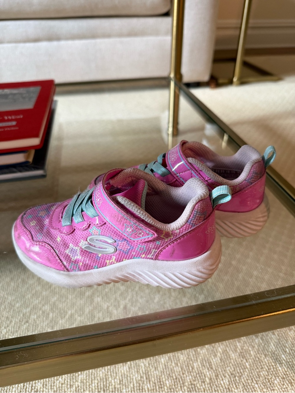 Skechers Girls Pink and Aqua Light-Up Athletic Sneakers